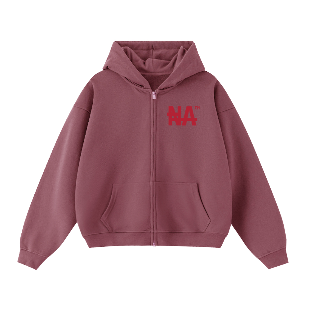 Unisex Cropped Oversized Zip-up "NA" Hoodie