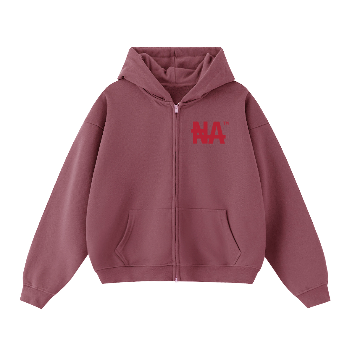 Unisex Cropped Oversized Zip-up "NA" Hoodie