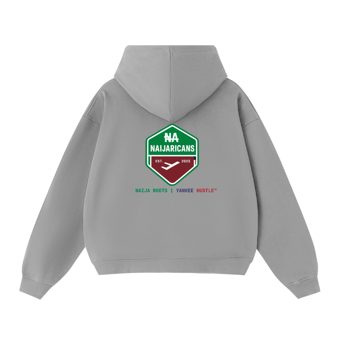 Unisex Cropped Oversized Zip-up "NA" Hoodie