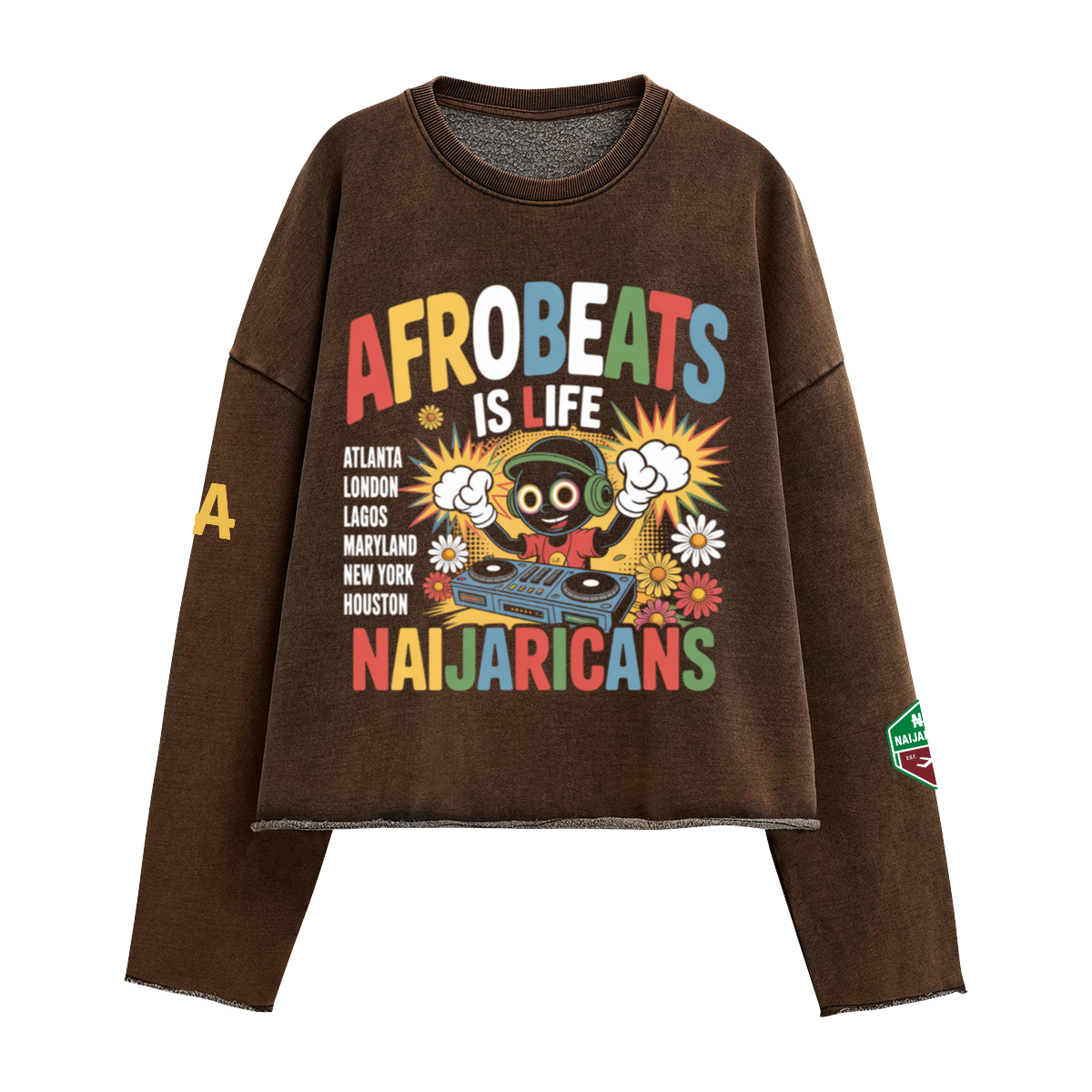 Unisex Washed Cropped "Afrobeats is Life" Sweatshirt
