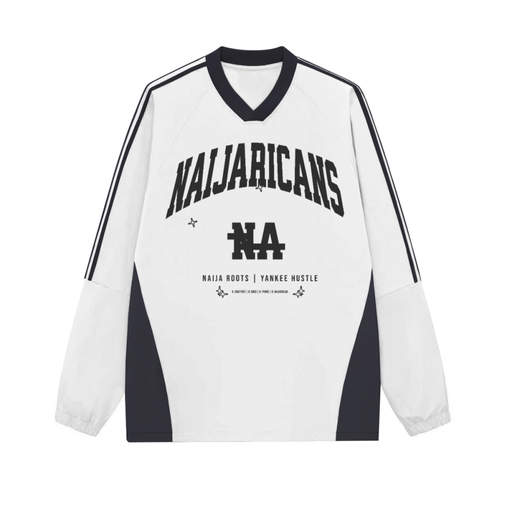 Colorblock V-neck "Naijaricans-1960" Long Sleeve Shirt