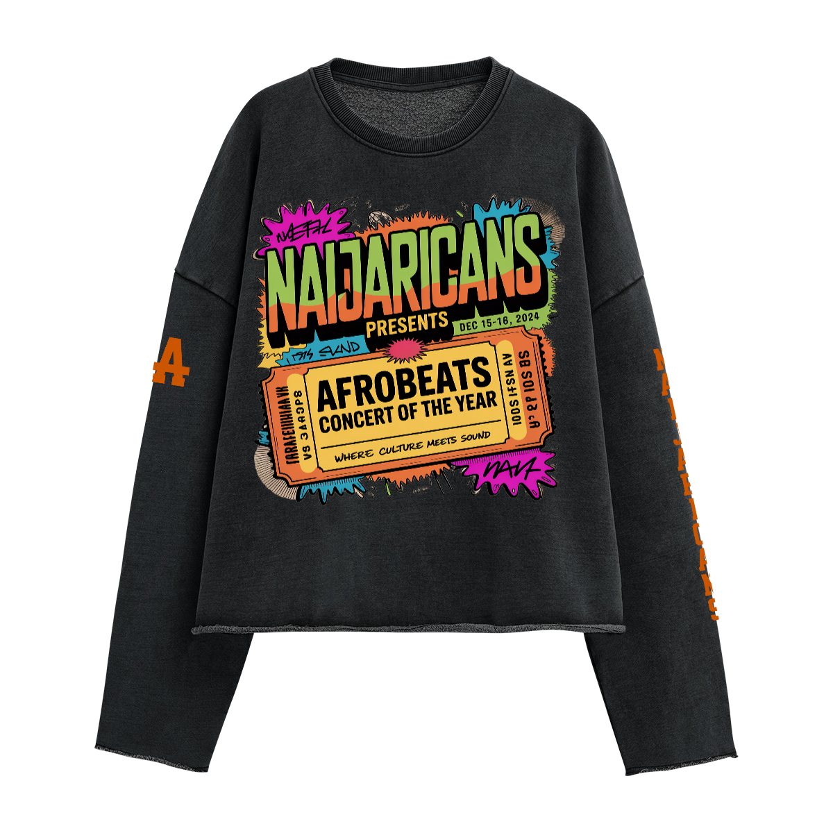 Unisex Washed Cropped "Afrobeats Concert" Sweatshirt