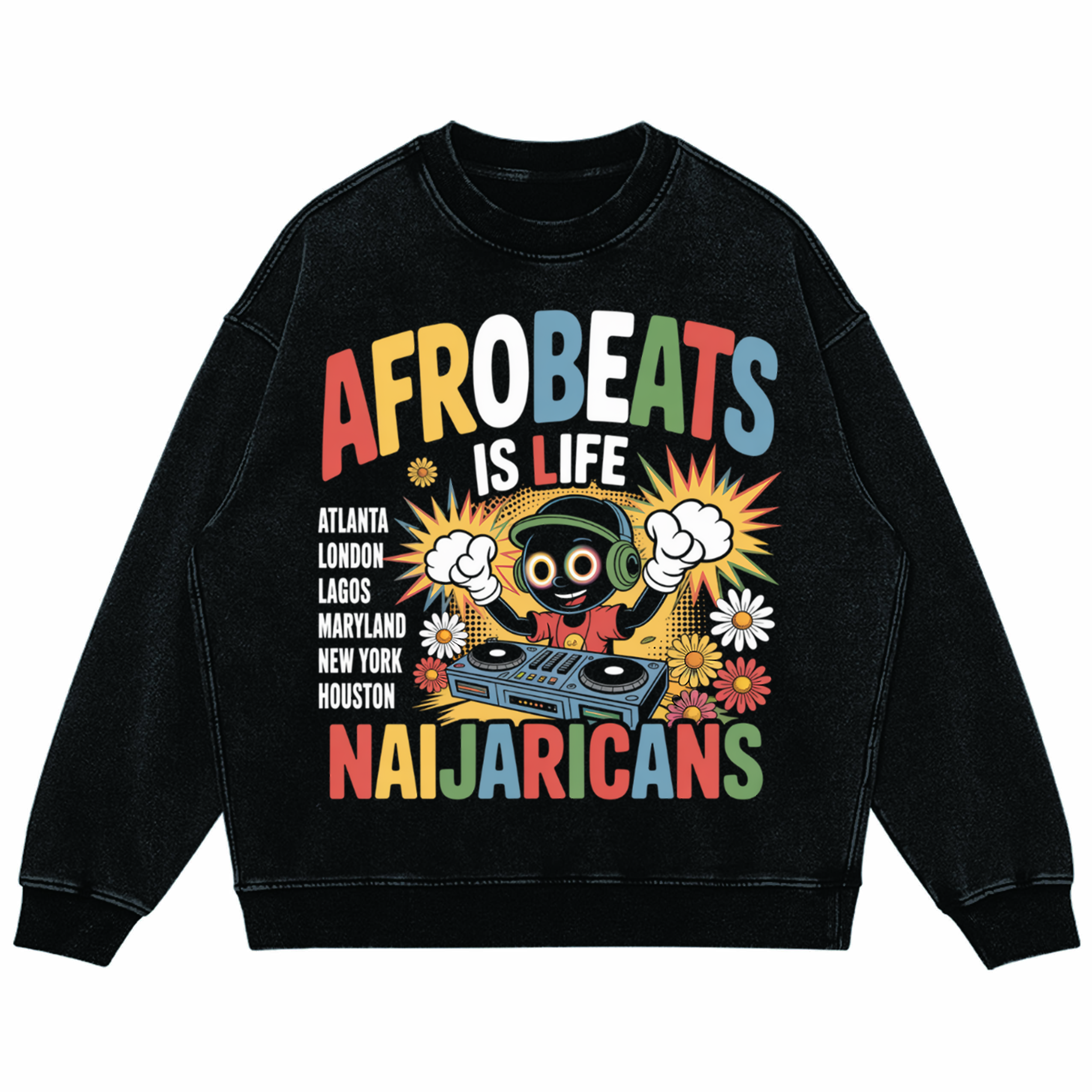 Unisex Super Heavyweight Oversized "Afrobeats is Life" Faded Sweatshirt