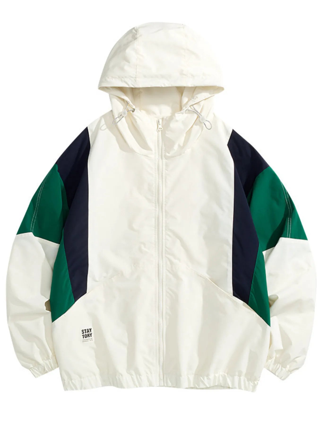 Men's Full Size Color Block Lightweight Hooded Windbreaker Jacket Plus Size