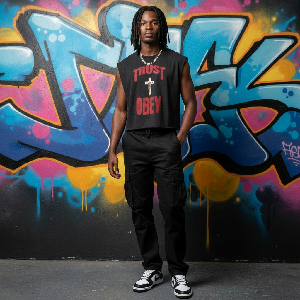 French Terry Boxy "Trust & Obey" Tank Top