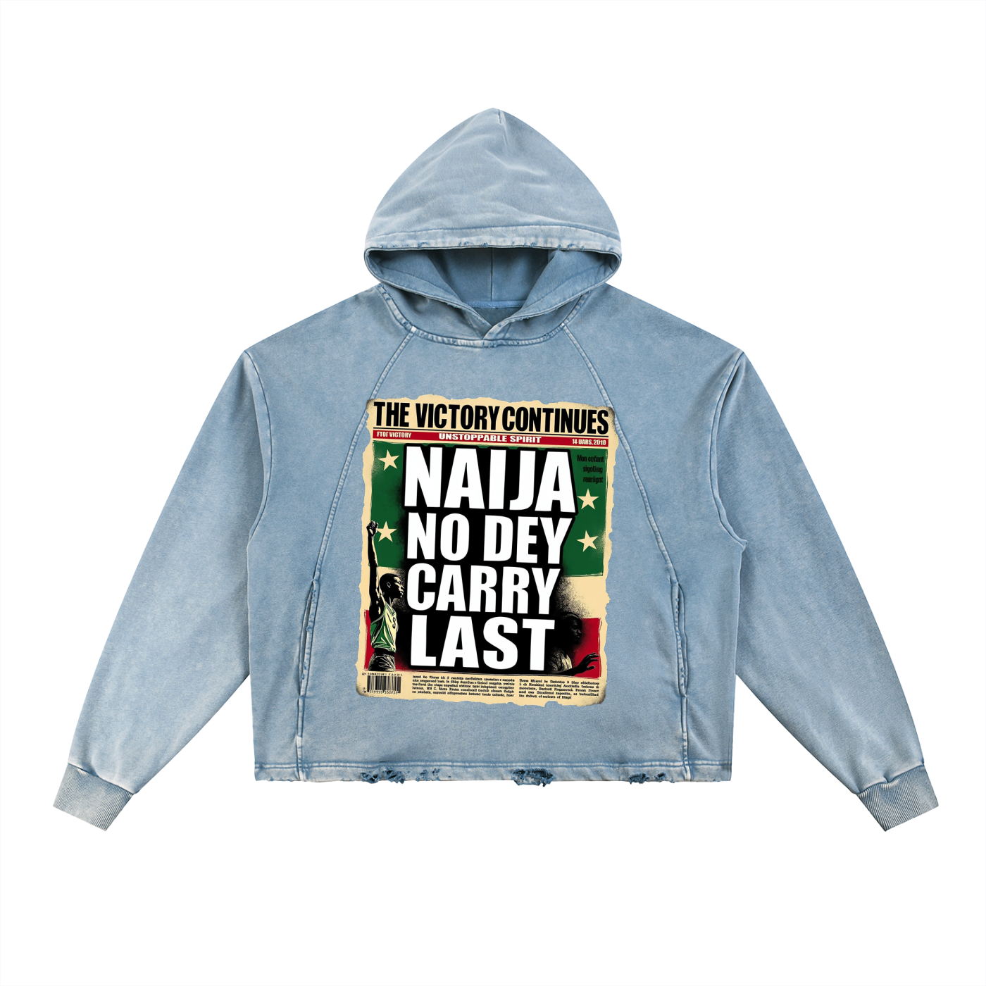 Vintage Washed Frayed-Hem "No Last" Hoodie